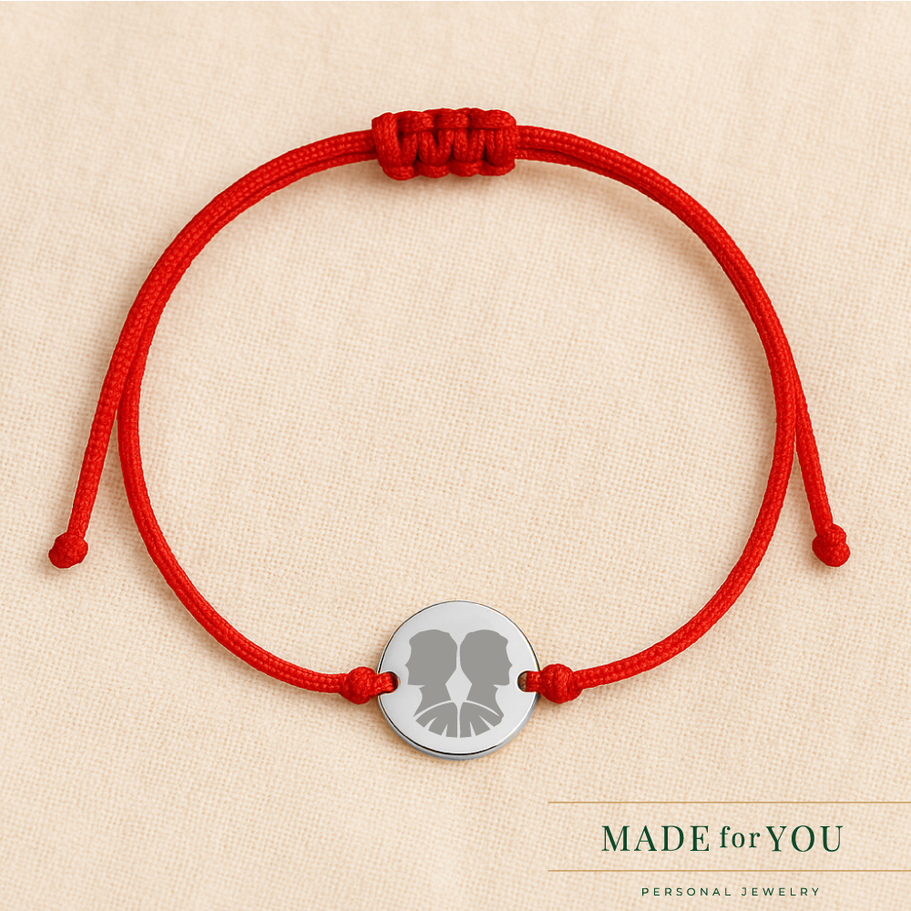 Сребърна гривна с конец – Зодиакални символи-близнаци