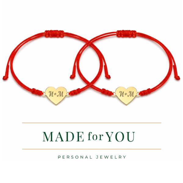 2бр гривни за него и нея – Червен конец със сърце