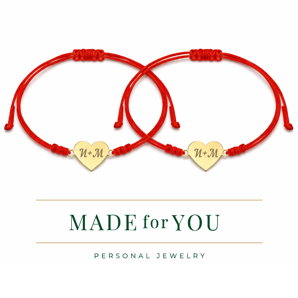 2бр гривни за него и нея – Червен конец със сърце