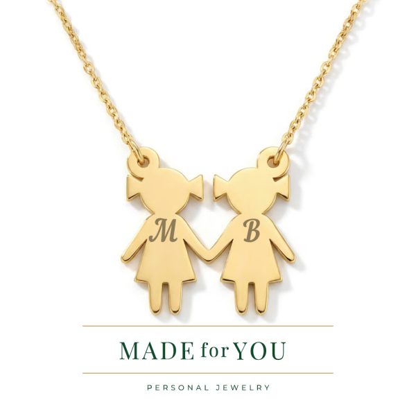 Златно колие – Сестри с персонализирани букви