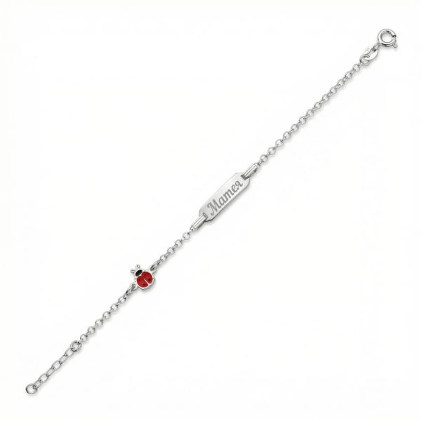 Сребърна детска гривна с калинка