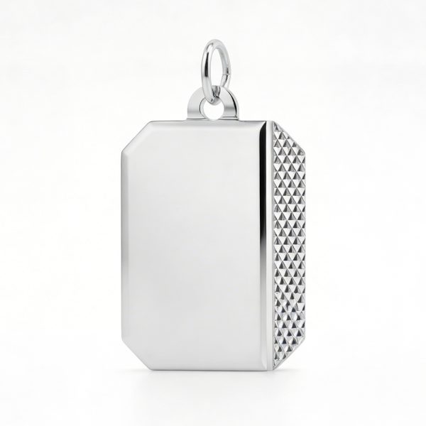 Сребърна плочка Edge от сребро 925 със страничен текстуриран ръб и полирана лицева част