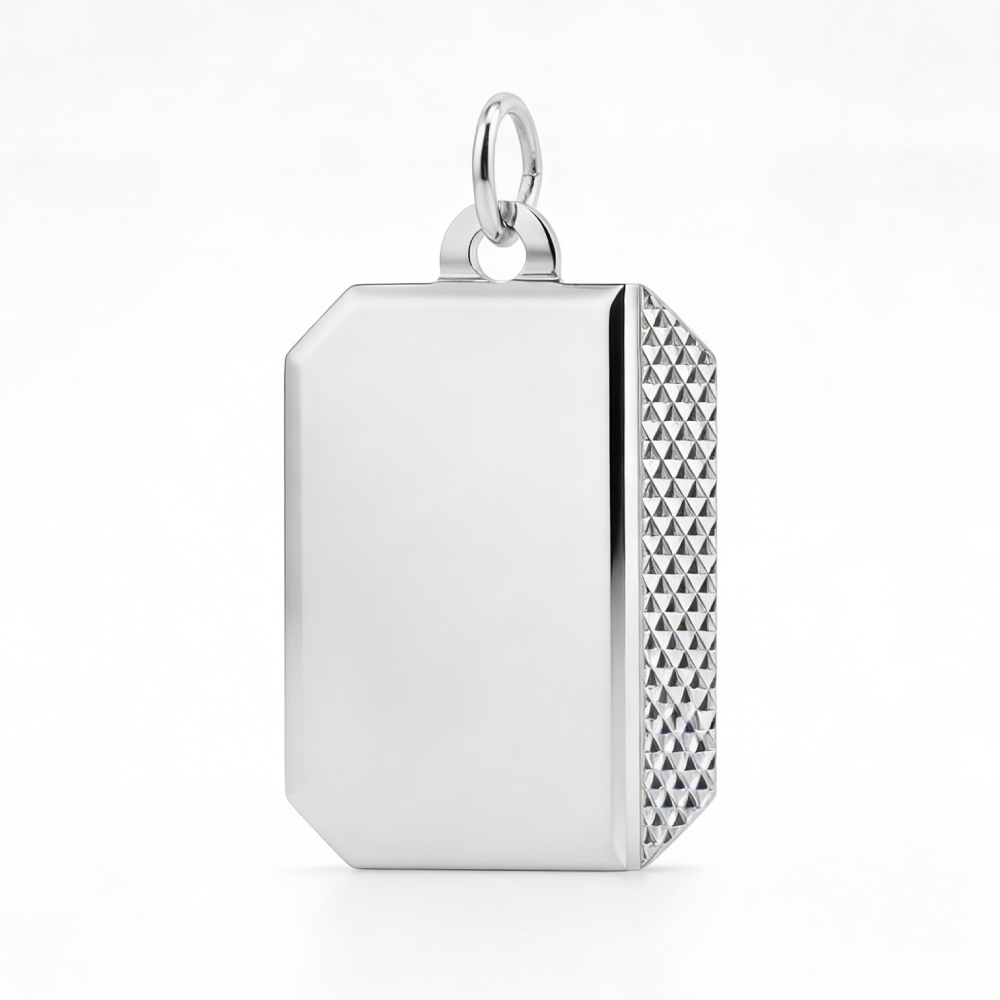 Сребърна плочка Edge от сребро 925 със страничен текстуриран ръб и полирана лицева част